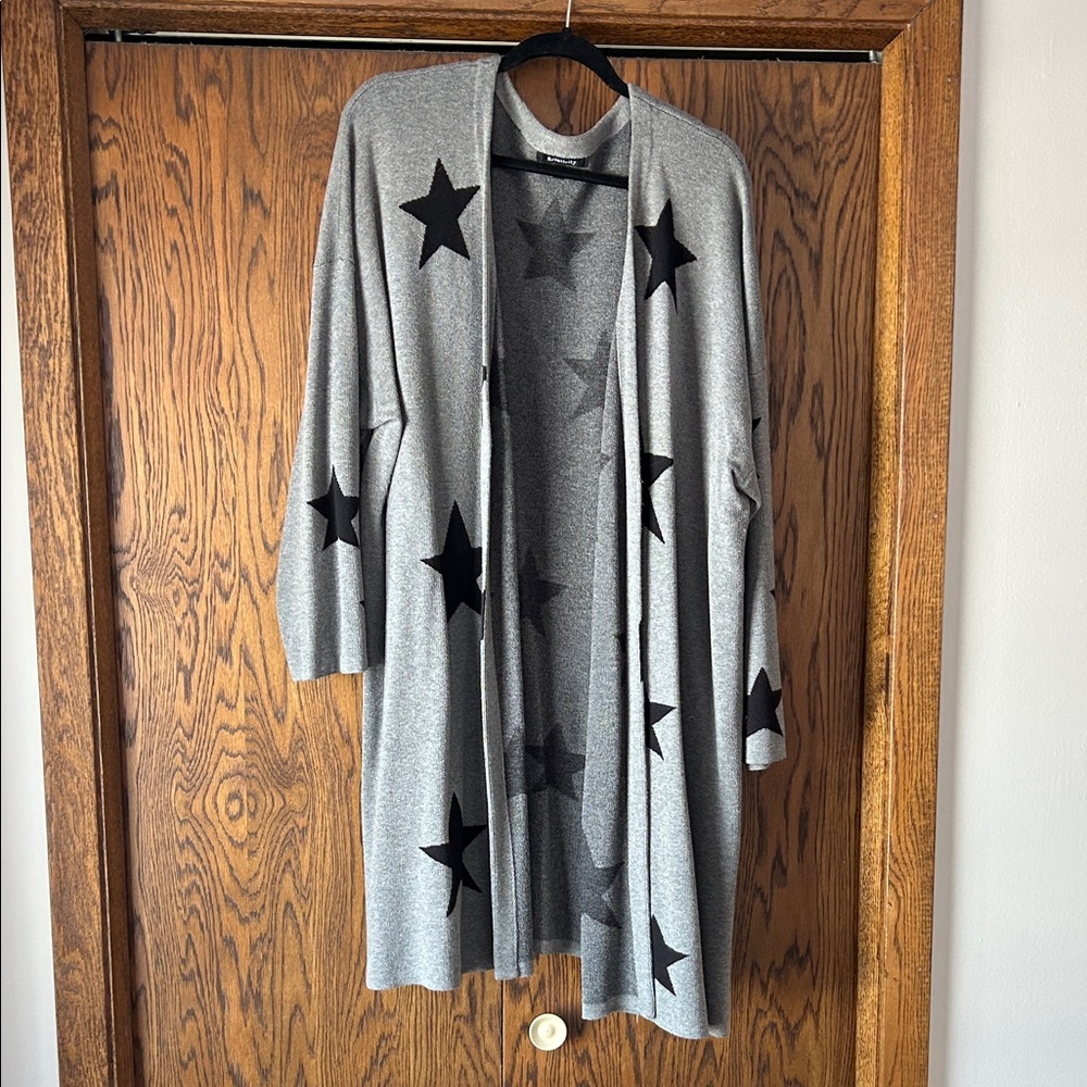 Relativity Gray Cardigan with Black Stars